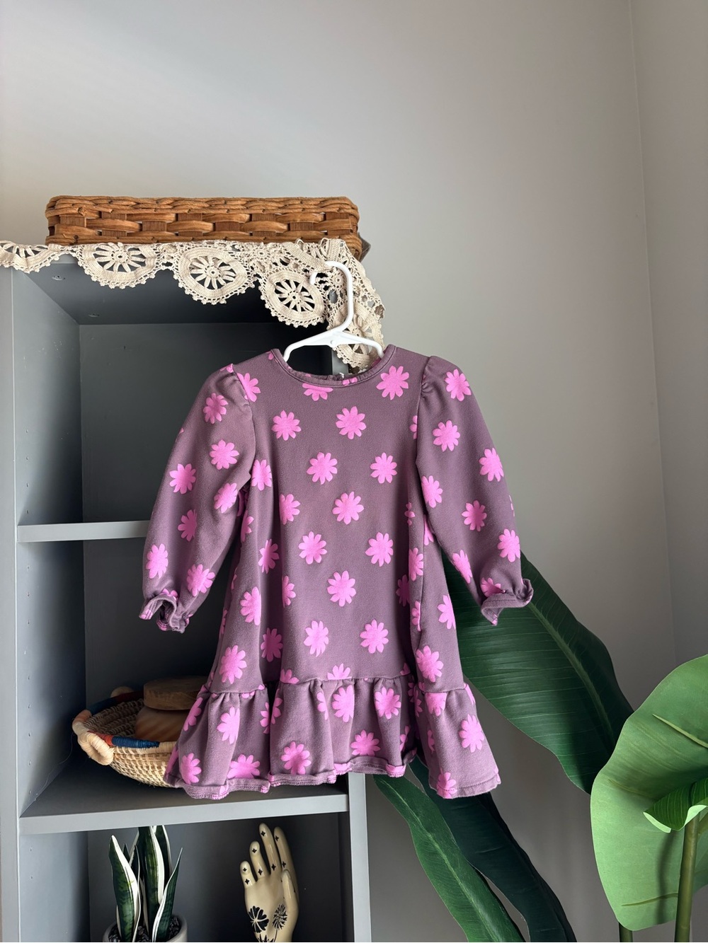 little star organic flower print ruffle dress for toddler